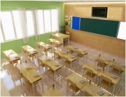 Kết hợp  bàn ghế học sinh vào thiết kế nội thất trường học chuyên nghiệp