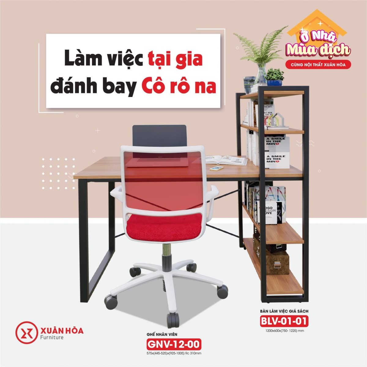 Bộ đôi bàn ghế làm việc tại nhà Xuân Hòa hoàn hảo cho mùa dịch Covid-19